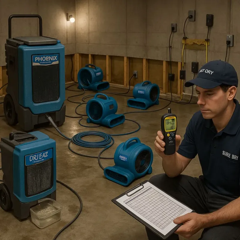 Structural Drying and Dehumidification process in Hampton, MD